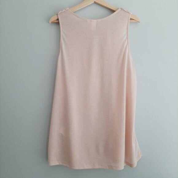 H&M Conscious Twist Fabric Lace Style Yoke Tank Top Pink Sz L - Picture 7 of 11